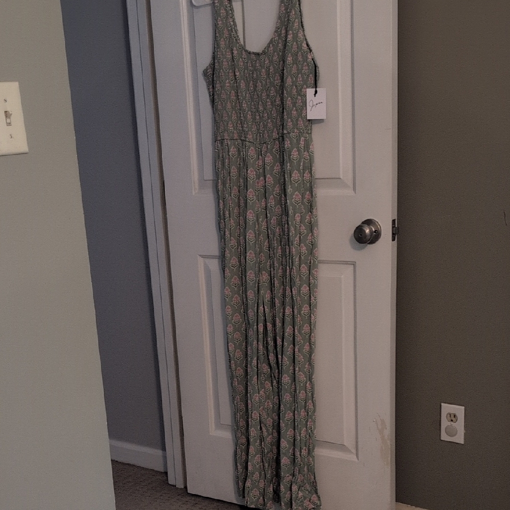 Green Printed Sleeveless Romper- Japna